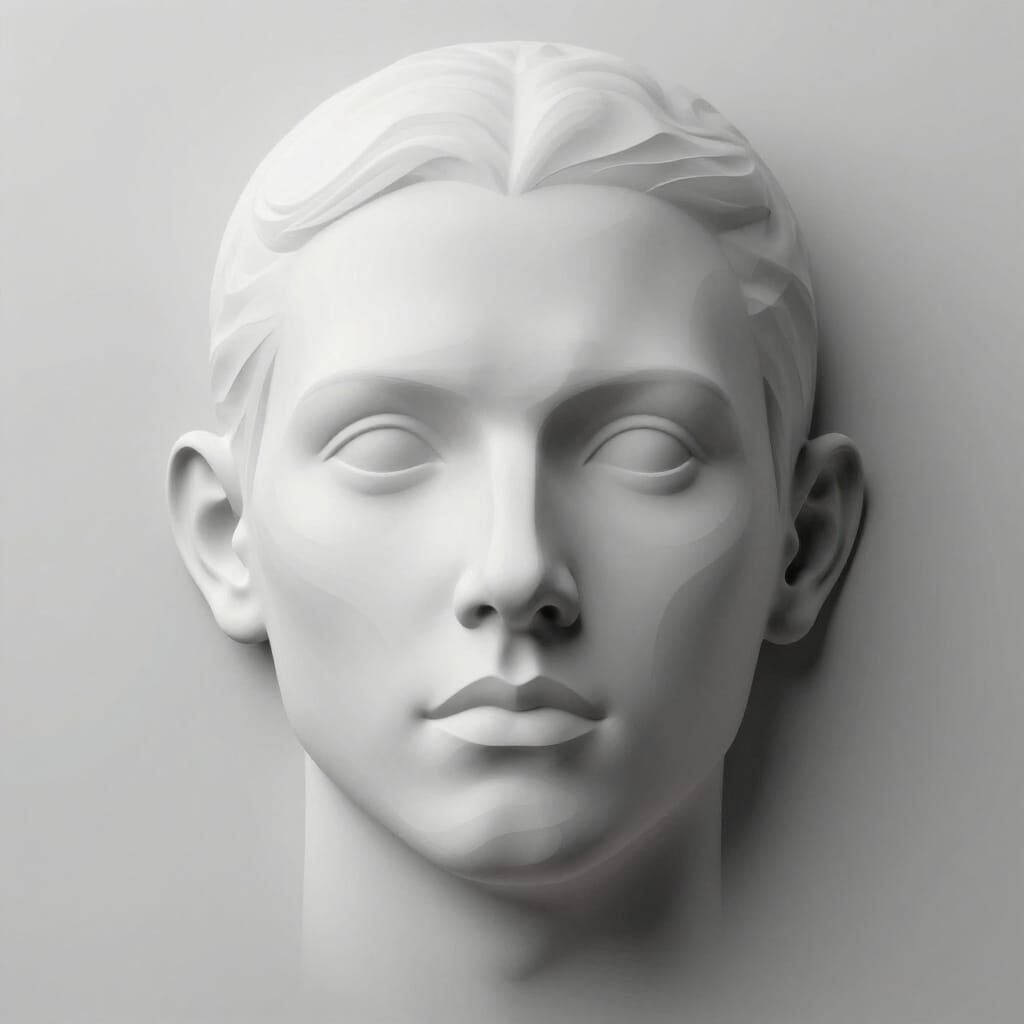 Sculptural Portrait Depth Map Visualization in Grayscale
