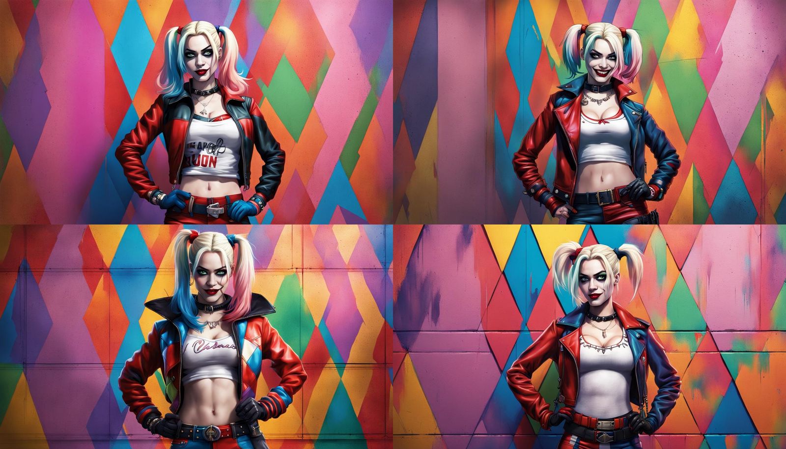 Harley Quinn Portrait Against Graffiti Wall