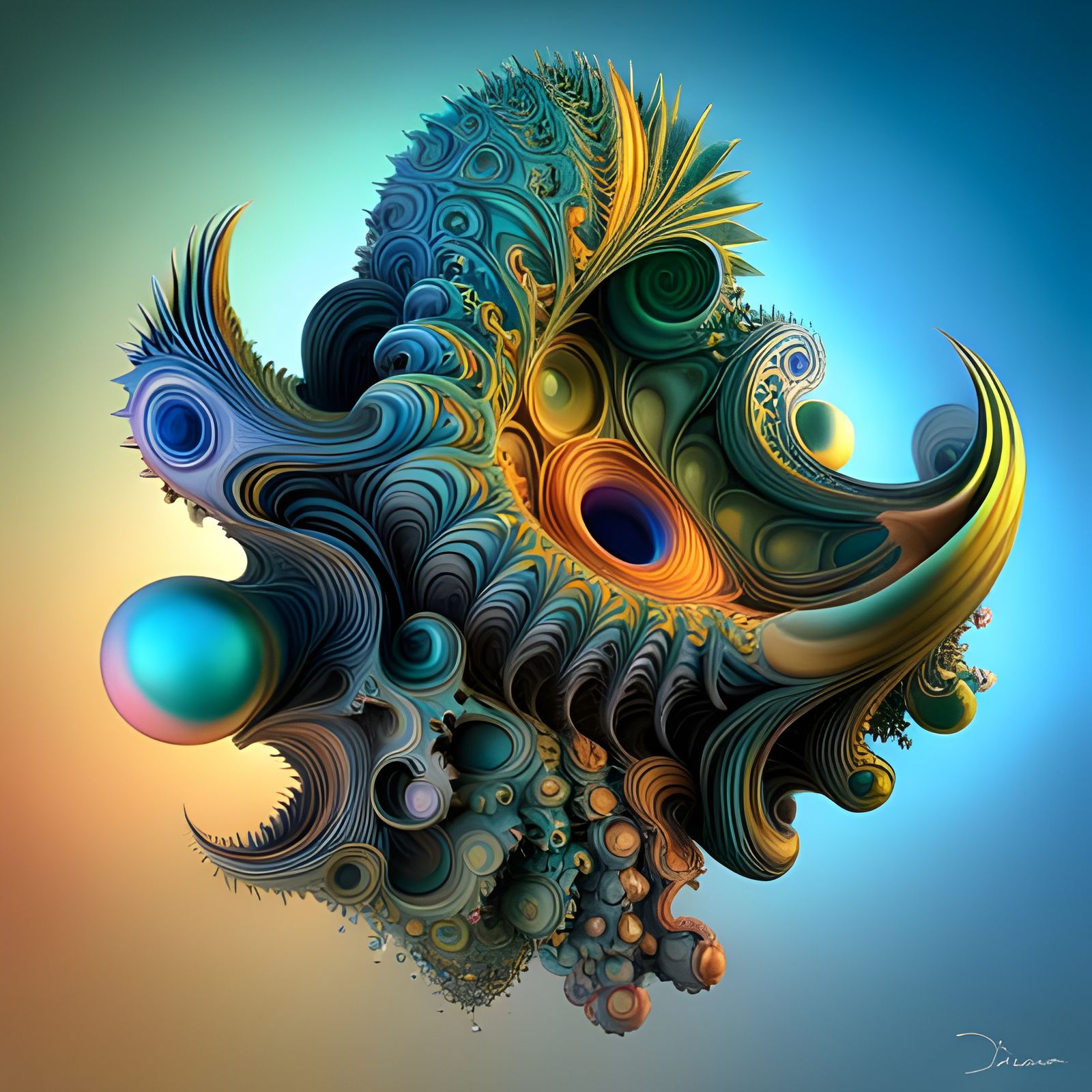 Iridescent Fractal Sculptures in 3D