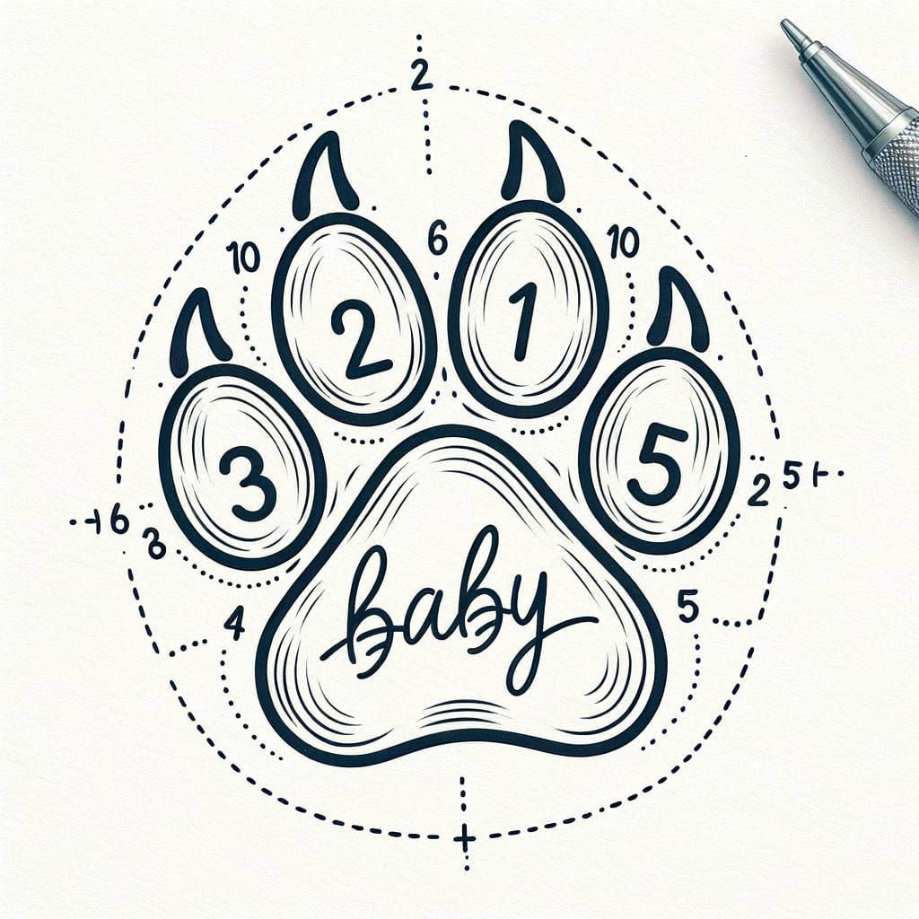 Fineline Tattoo of a Dog Paw Print with 'BABY'