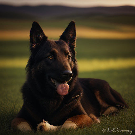 Warm Portrait of a Guarding Belgian Shepherd