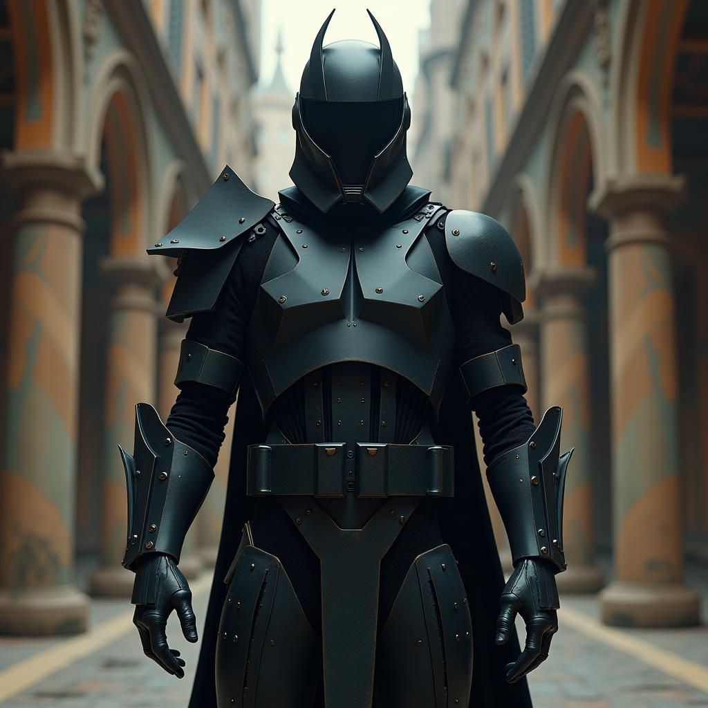 Futuristic Armor in a Matte-Painted Fantasy Landscape