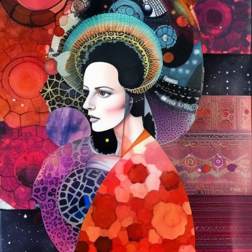 Mad Scientist Portrait in Mixed Media Collage