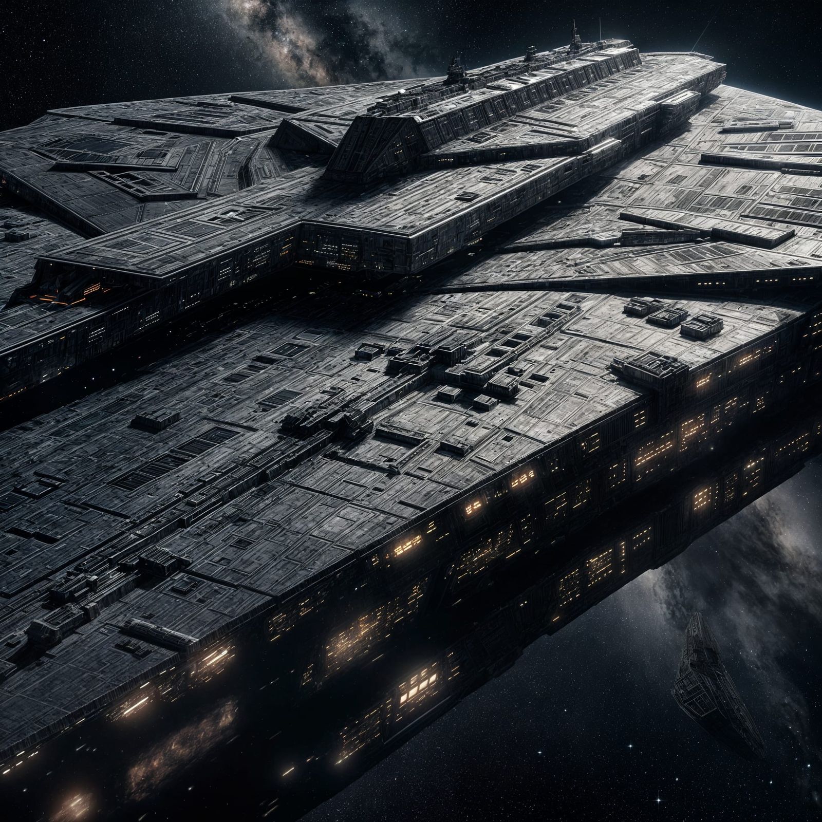 Gigantic Space Opera Starship Maneuvers Through Cosmic Expan...