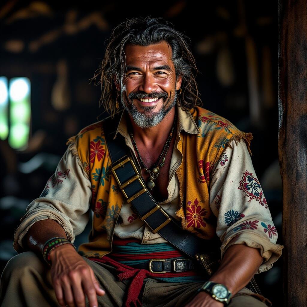 Indonesian Pirate Swashbuckler in Photorealistic Style
