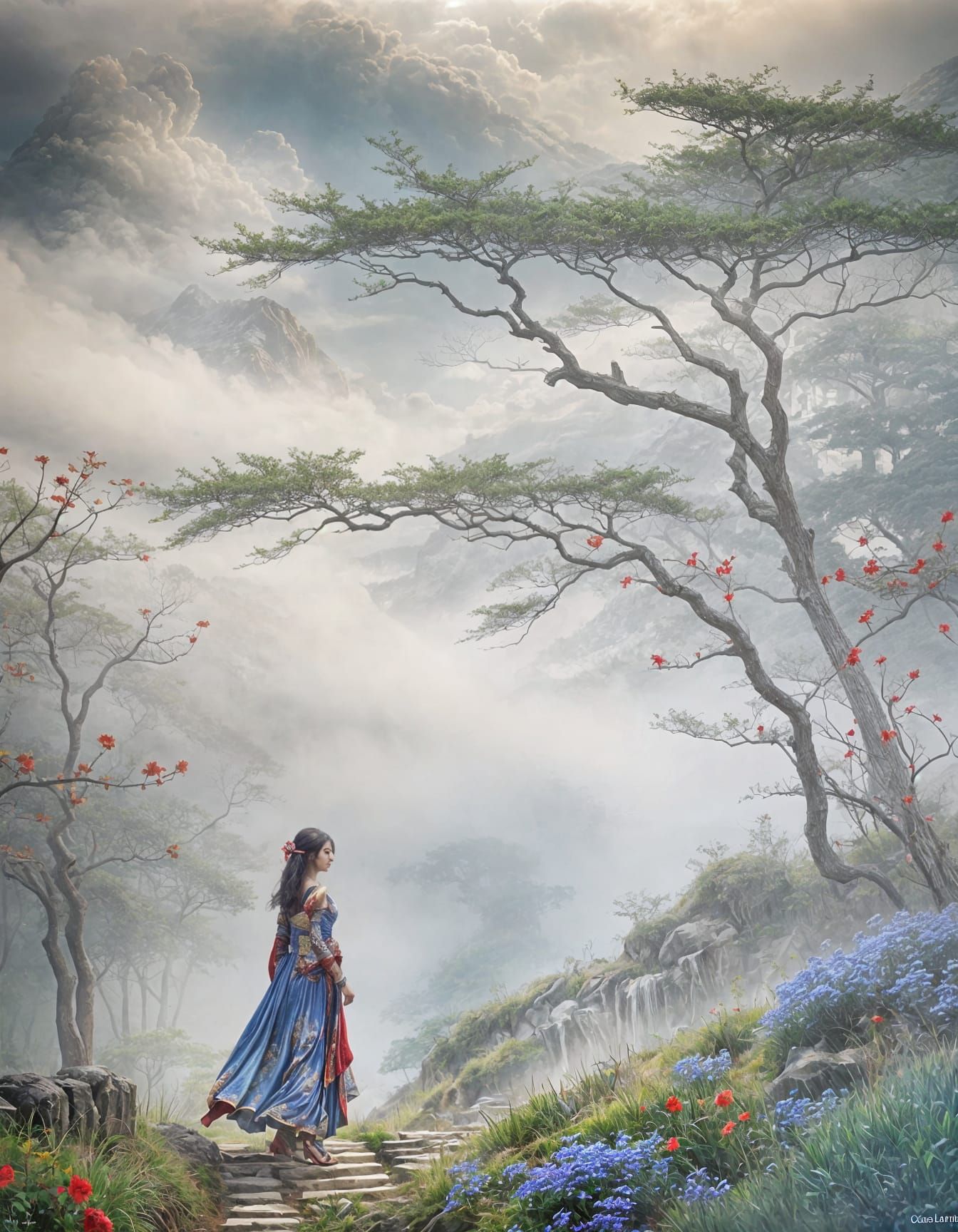 Voluptuous Goddess in an Endless Landscape