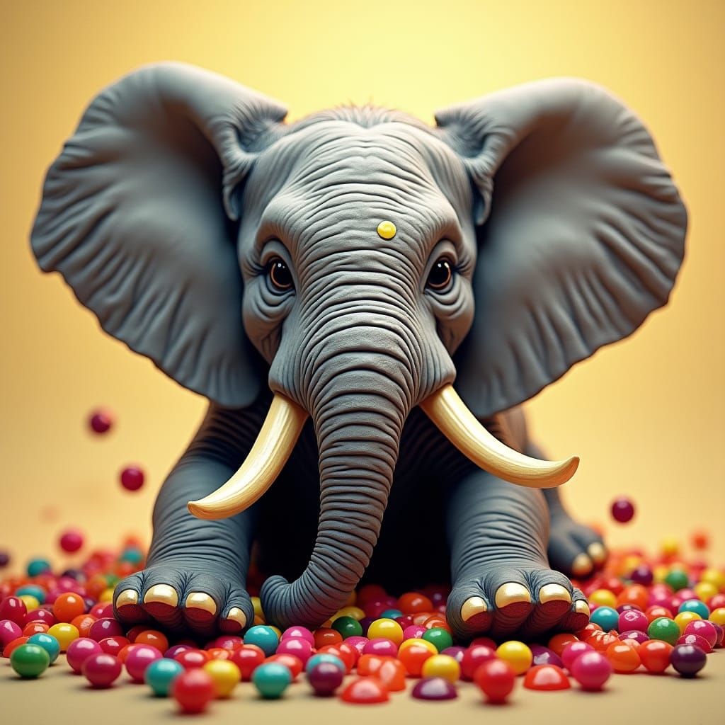 Elephant with Painted Toenails in Candy, Dynamic Portrait