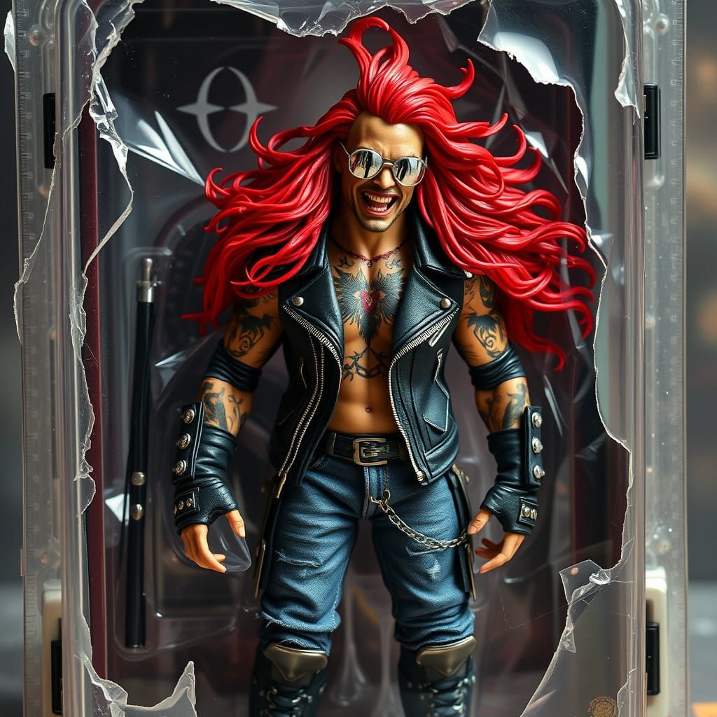 Cyberpunk Demonic Wrestler in Distressed Leather