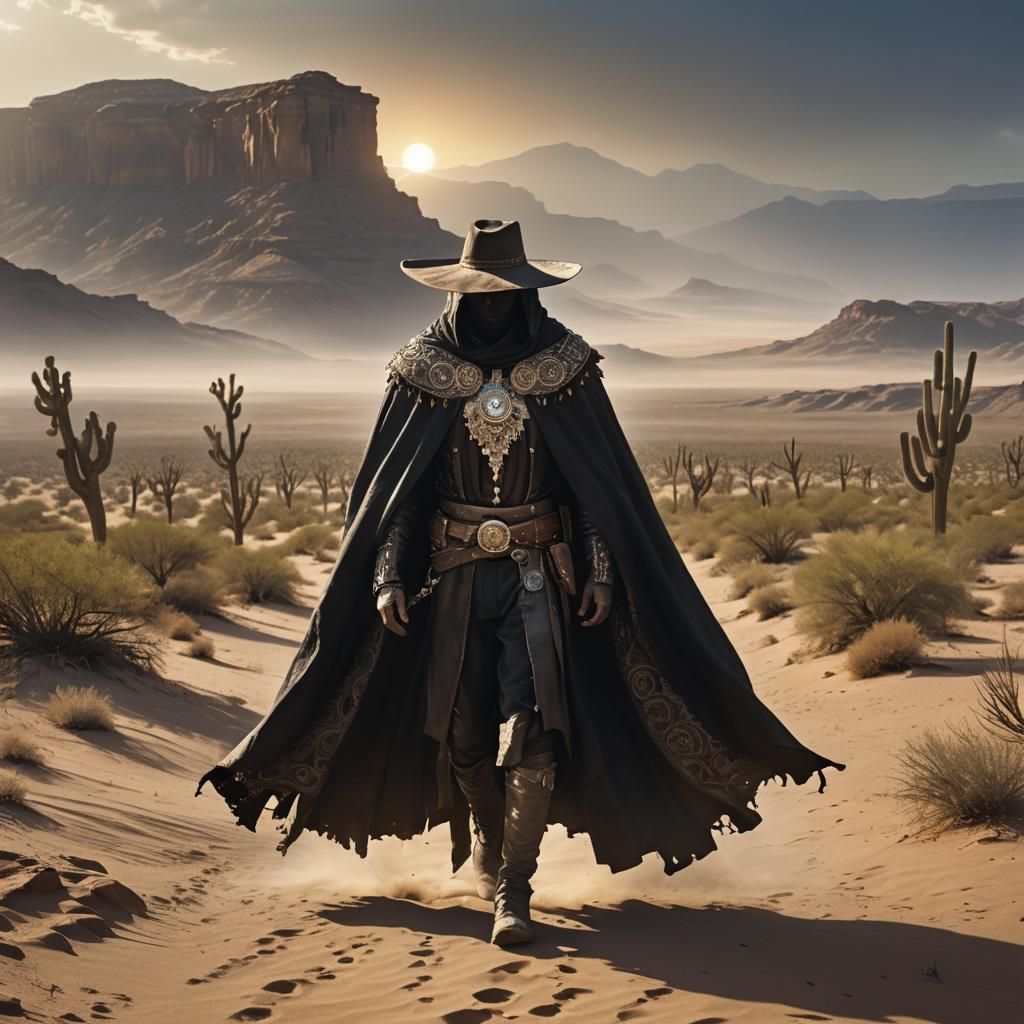 Desert Wanderer in Ornate Charro Attire