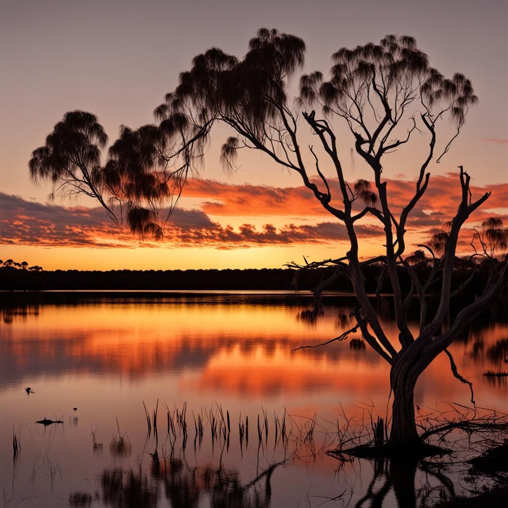 Lake Pamamaroo Sunset in Warm Hues