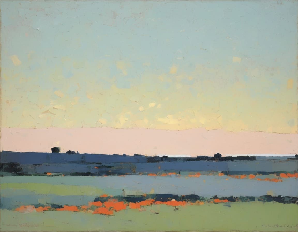 Vibrant Pastel Landscape in Nicolas de Staël Style