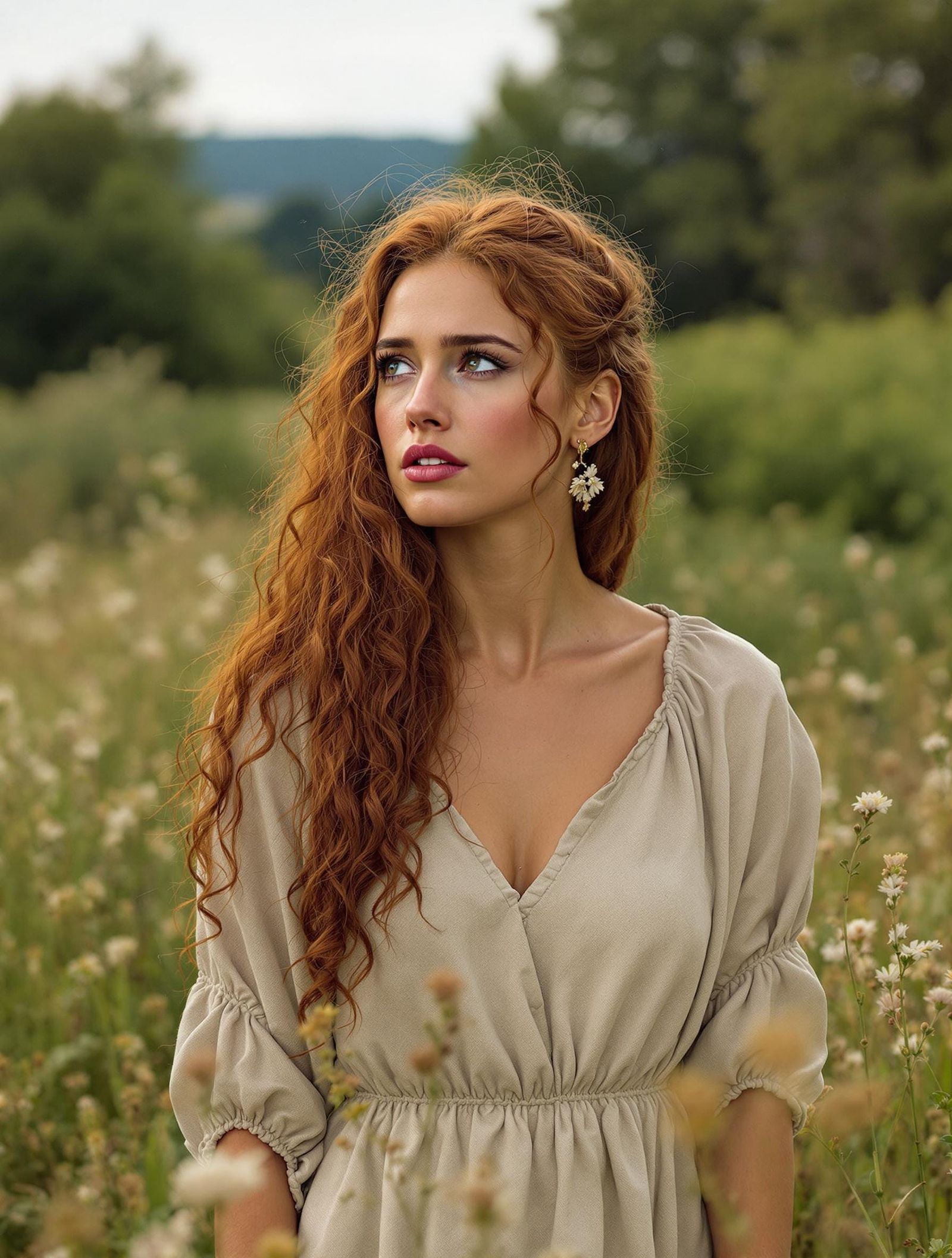 Woman in Meadow in Ancient Roman Britain