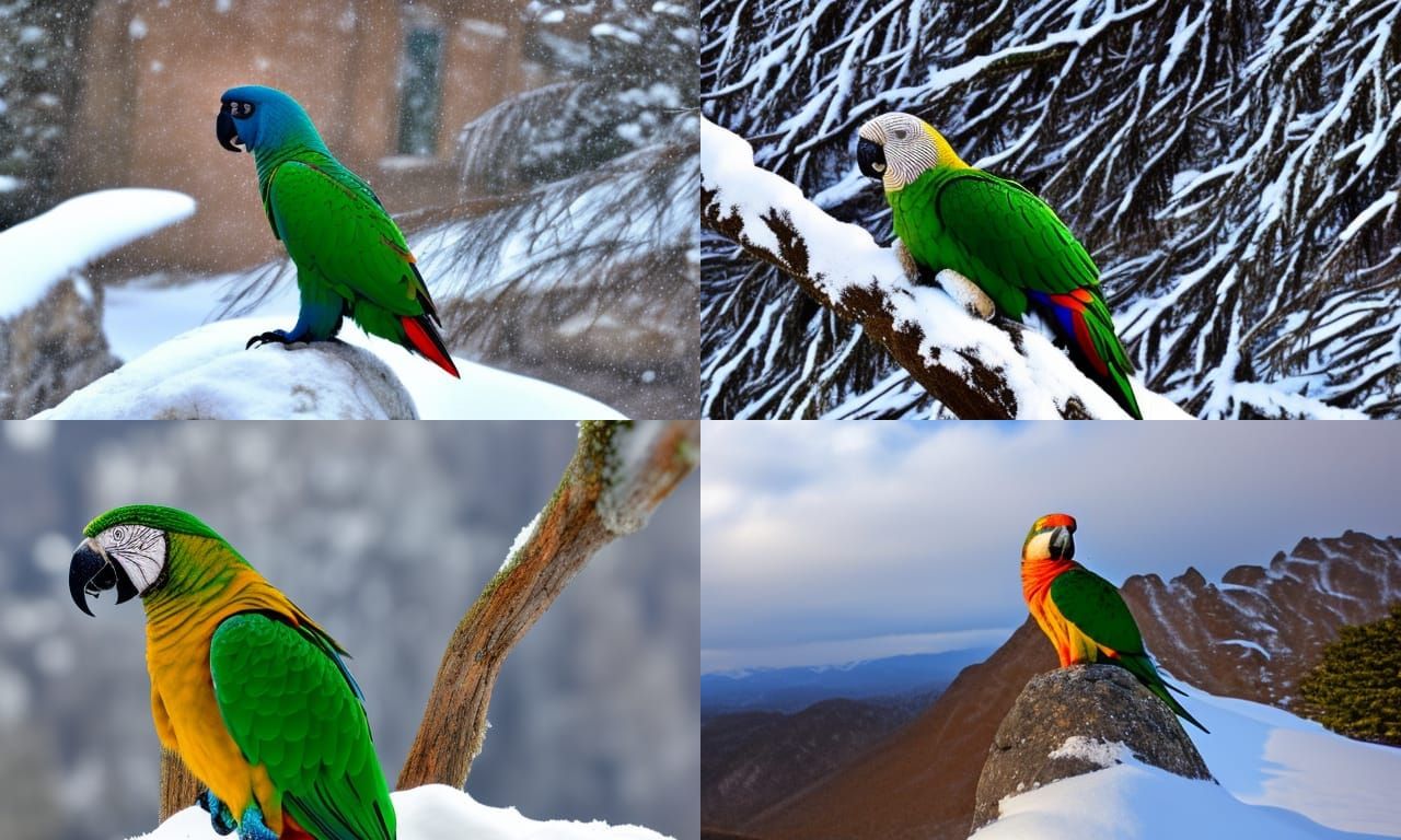 Snowy Mountain Parrot (4 Views)