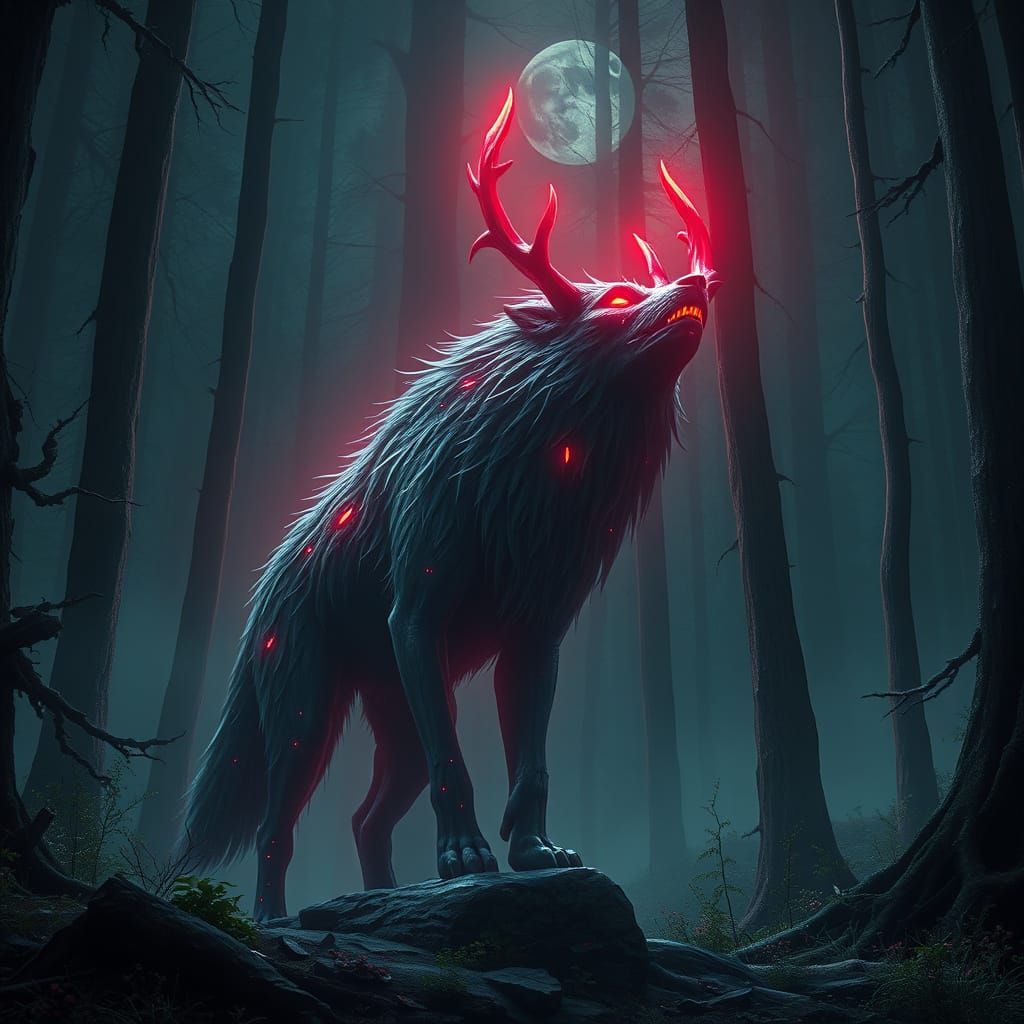 Spectral Wolf Emerges from Mystic Shadows