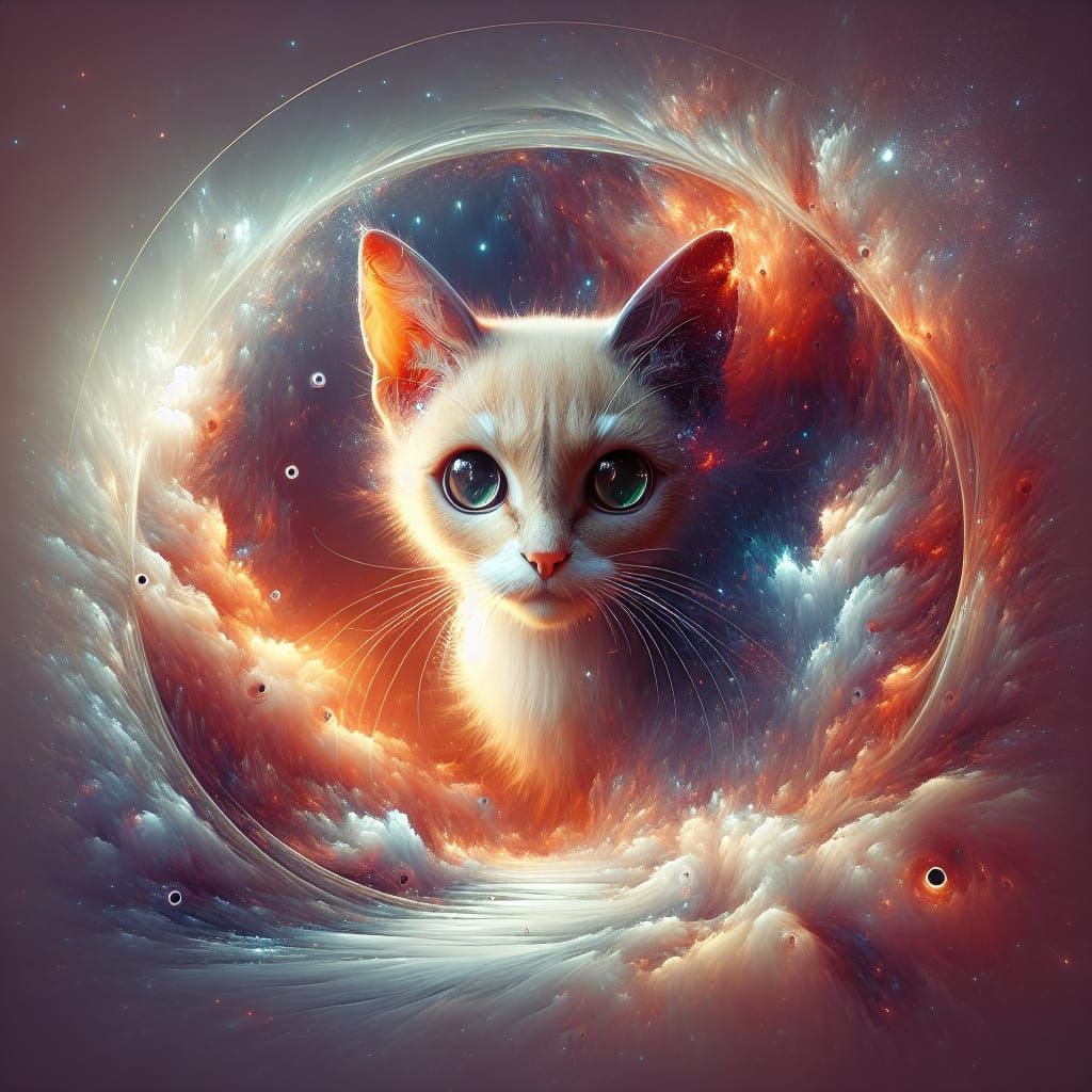 Fawn Cat in Glowing Snowstorm: Fantasy Concept Art