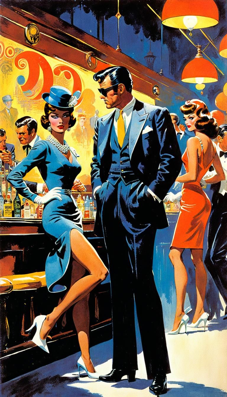 1960s Club Fashion: Pulp Art Illustration