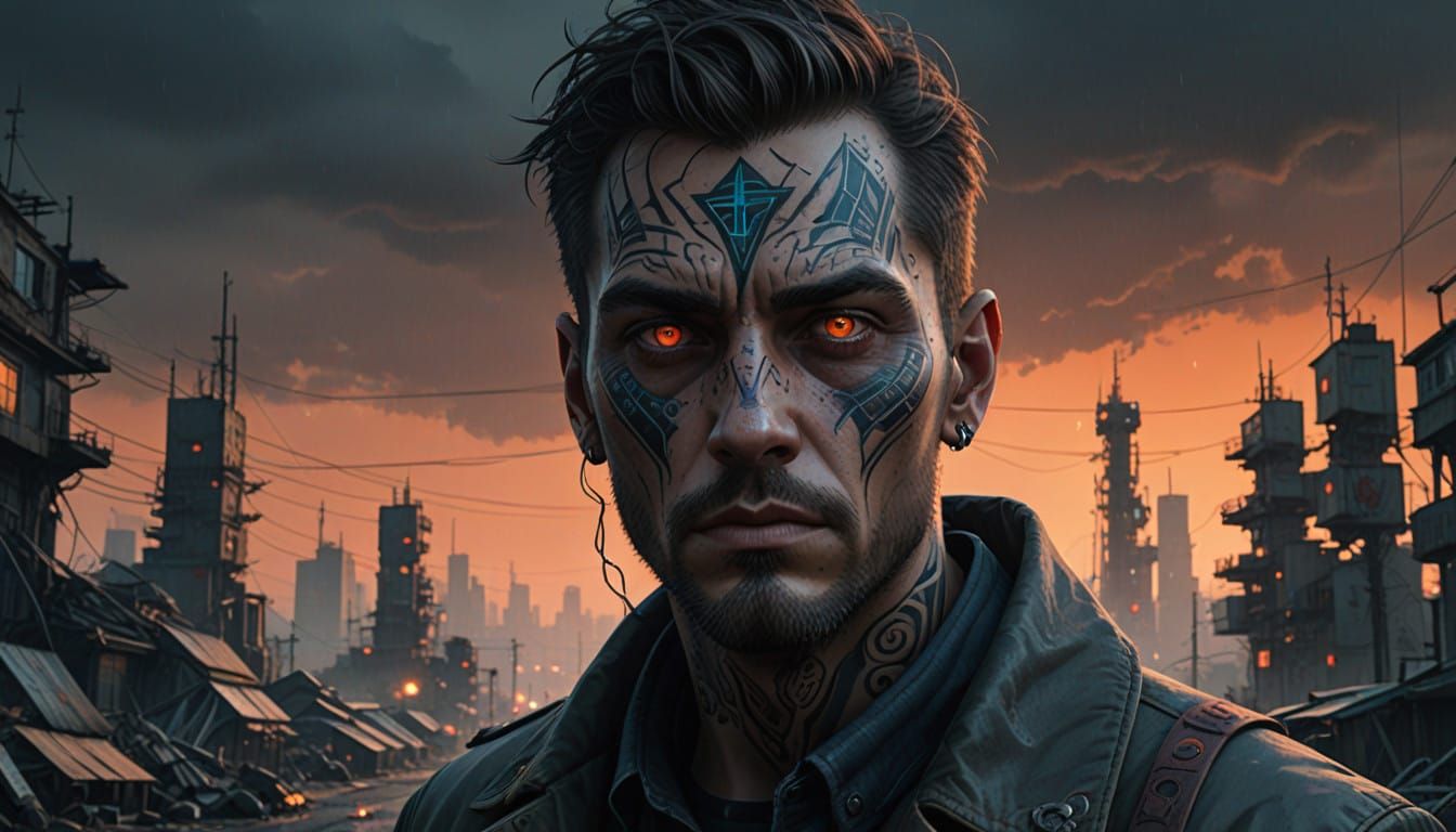 Fractured Beauty: A Portrait of Quiet Resilience in Bold Geo...