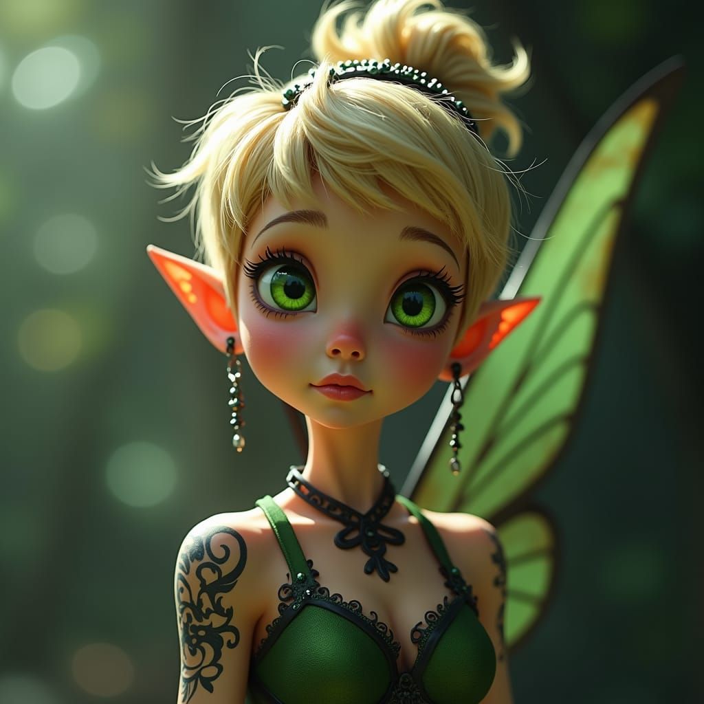 Gothic Tinkerbell with Tattoos in HD