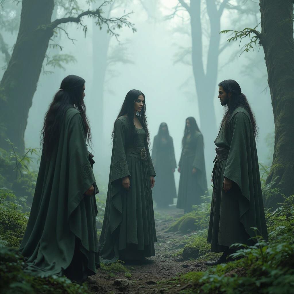 Mysterious Forest Tribe in Soft Glowing Light