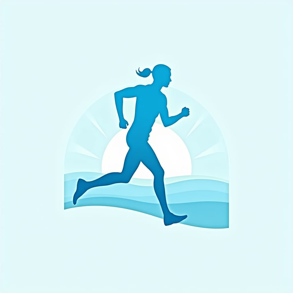 Sky Blue Minimalist Runner Logo for Fitness