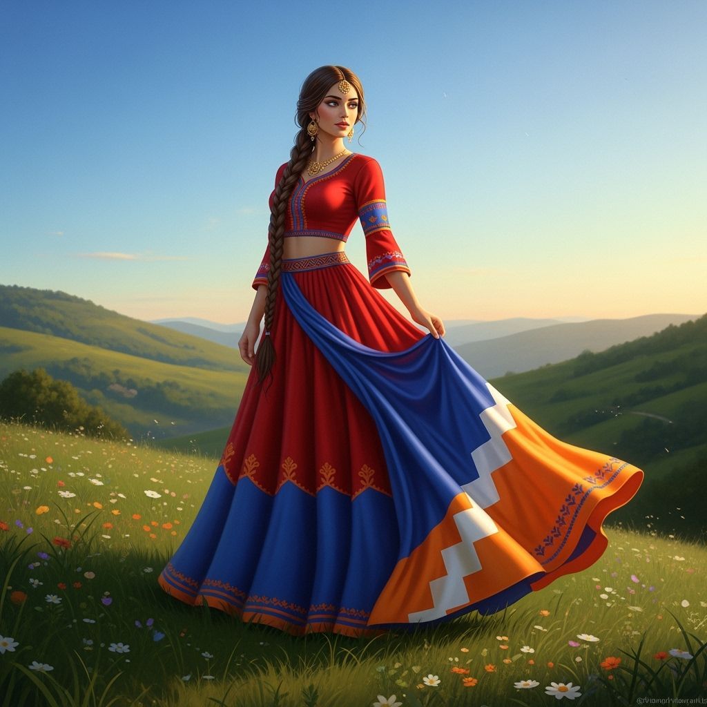 Armenian Woman in Flag-Inspired Lehenga