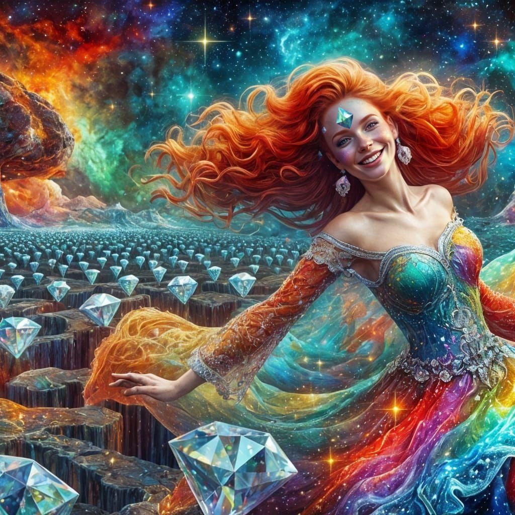 Psychedelic Lady in Diamond Sky: Digital Matte Painting