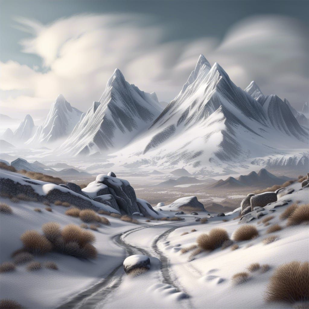 Photorealistic Winter Mountain Range in Dale