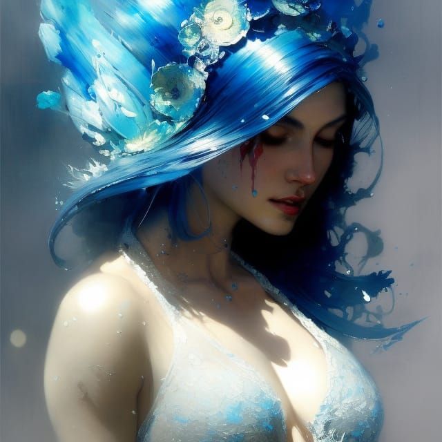 Blue Lace Agate Baroness Portrait in Hyperdetailed Style