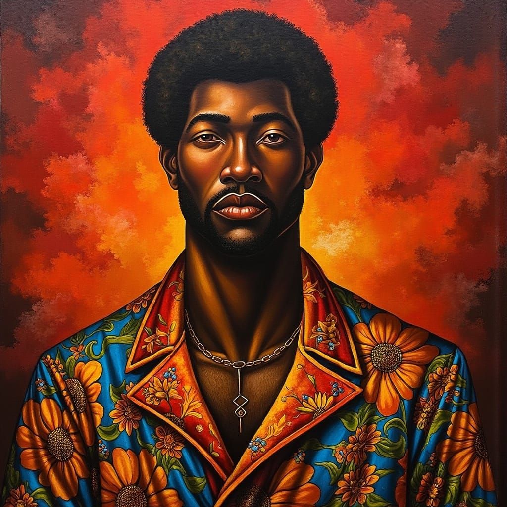 Bold Afro-Futuristic Portrait in Vibrant, Triadic Colors