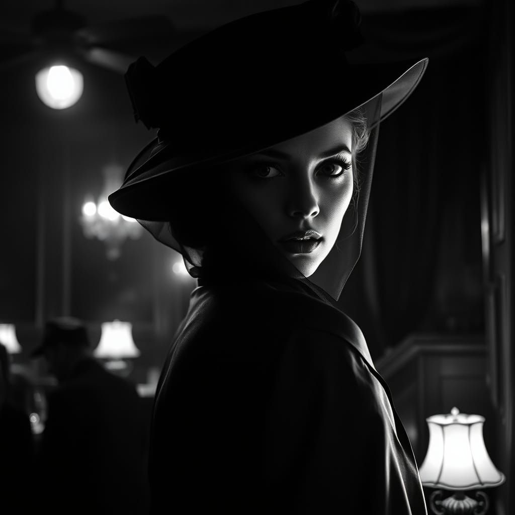 Mysterious Jazz Singer in Film Noir Style