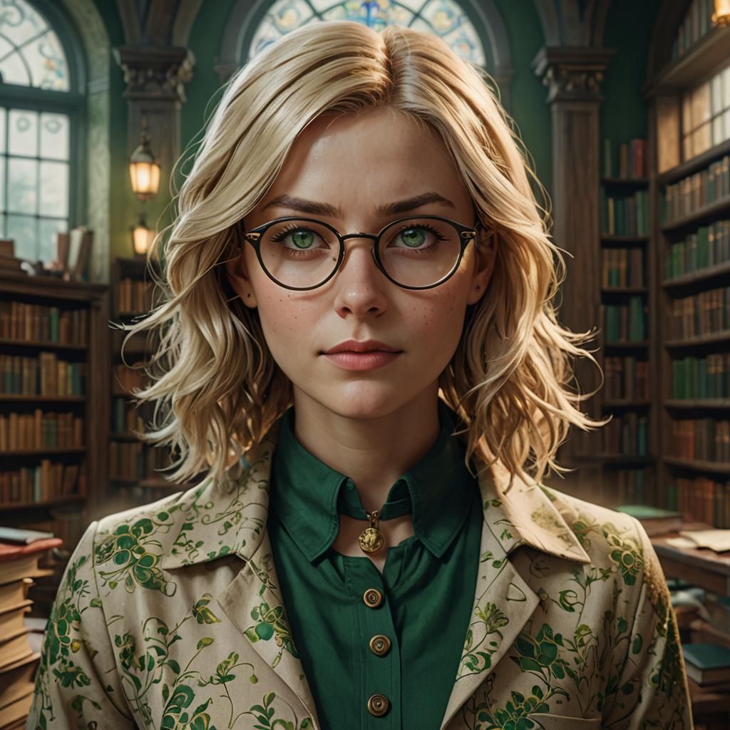 Green Eyed Librarian: Detailed Matte Painting