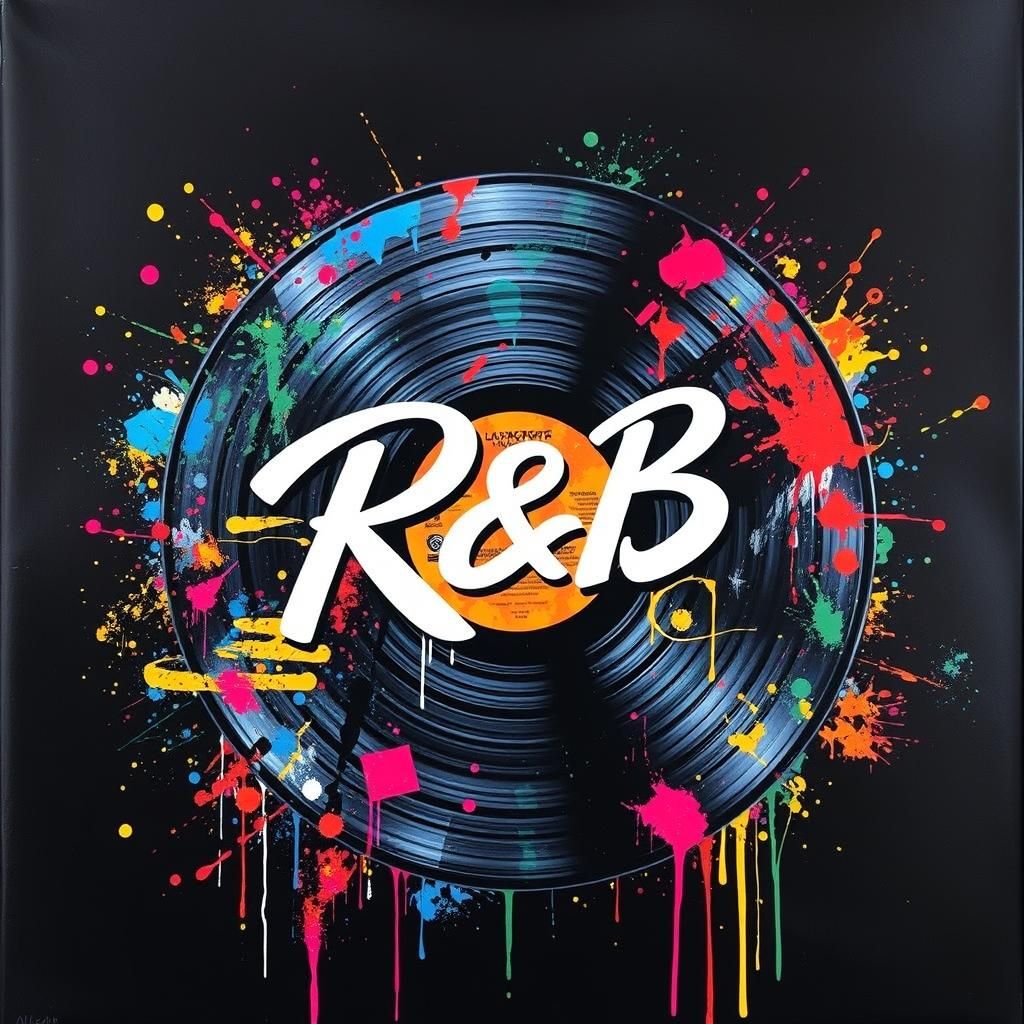 Vibrant R&B Vinyl Record with Graffiti Art