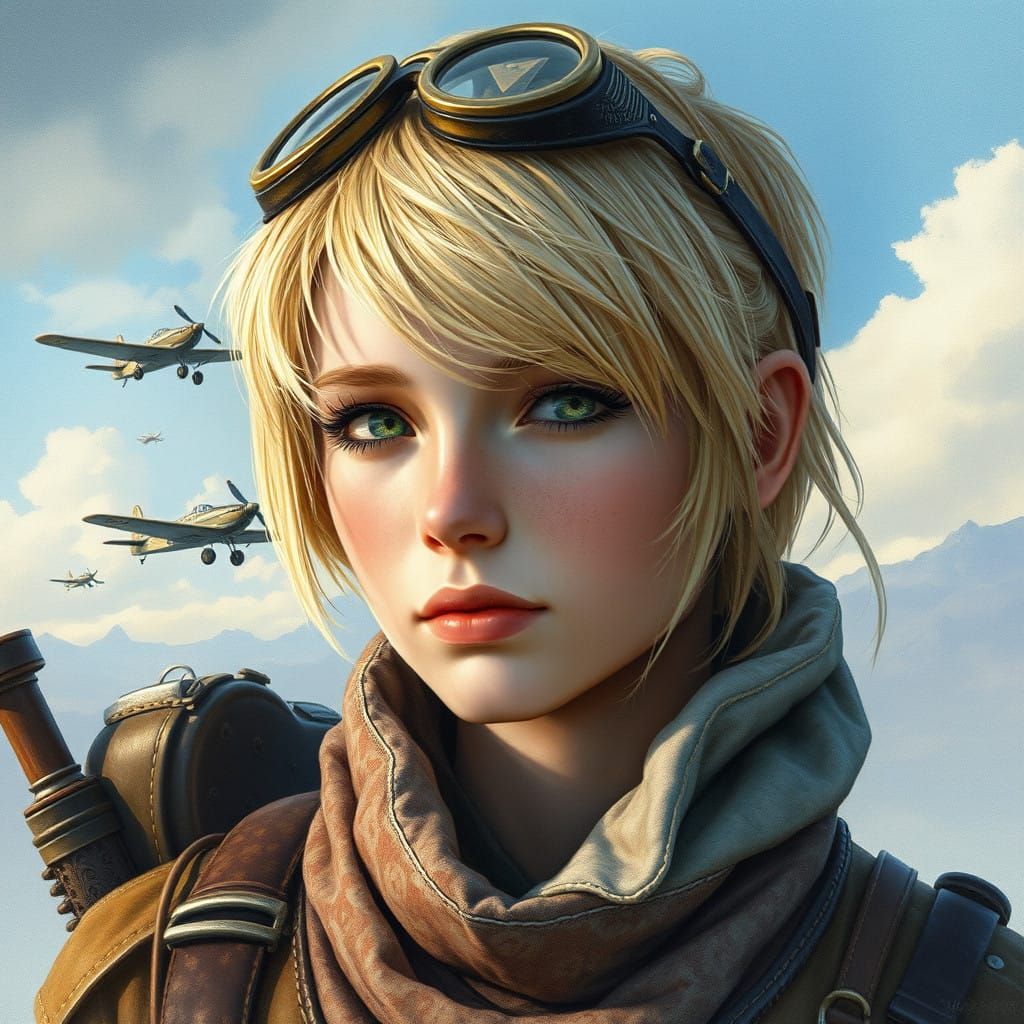 Ancient Aviatrix in Steampunk Headdress