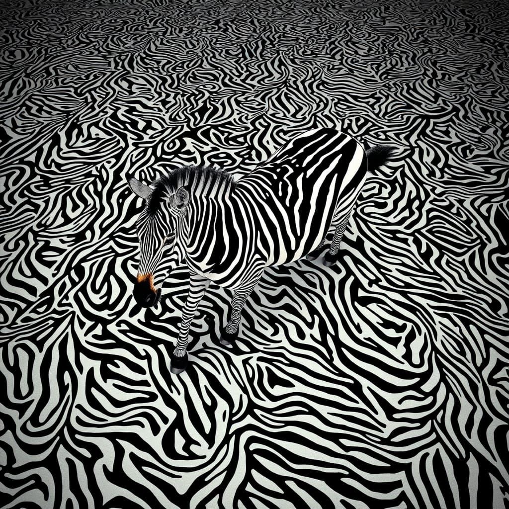 Majestic Zebra Strides Through Endless Black and White Lands...
