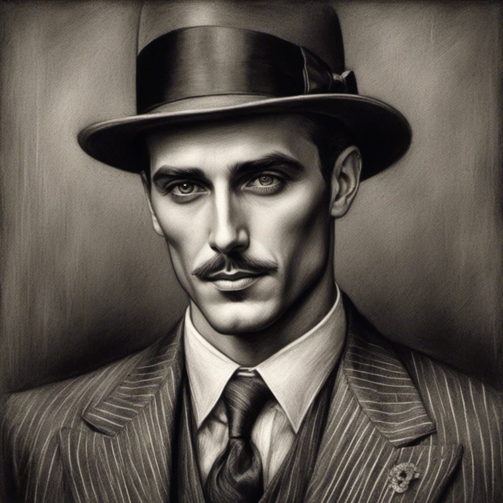 Chalk portrait of a 1920’s man