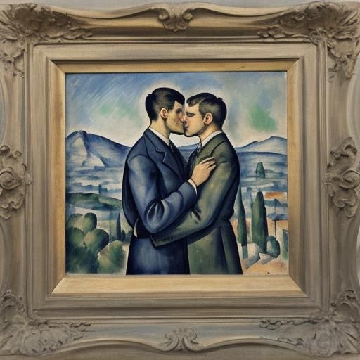 The Kiss: Embracing Men in Impressionist Style