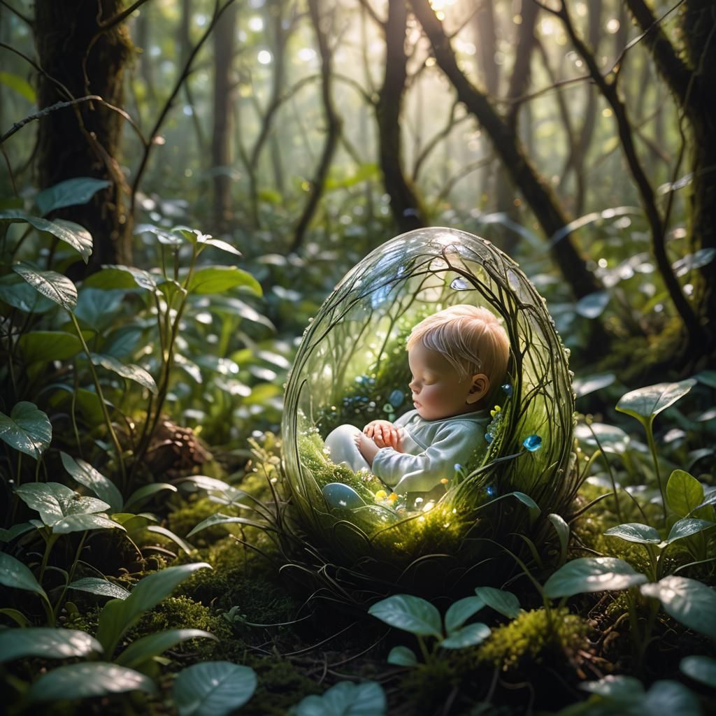 Enchanted Forest Glass Egg Macro Photograph