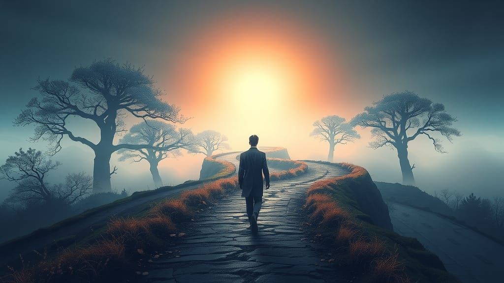 Ethereal Pathways Converge in Luminous Digital Art