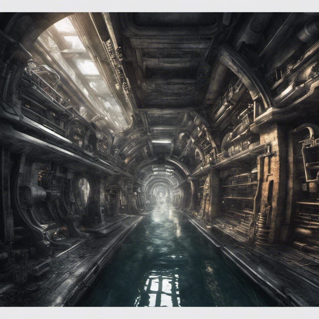 Futuristic Sewer Town: Intricate Hyperrealistic Architecture