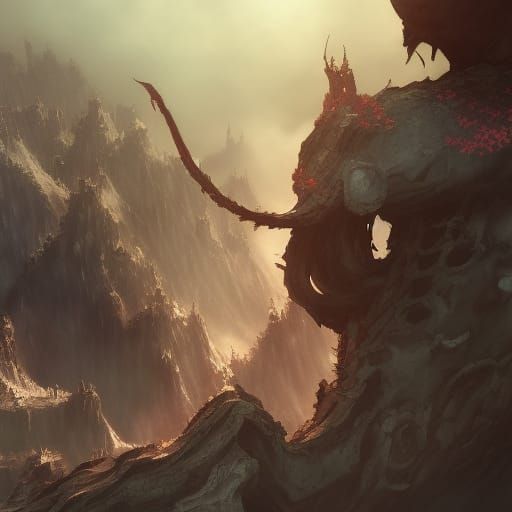 Detailed Shinigami Matte Painting in Fantastical World