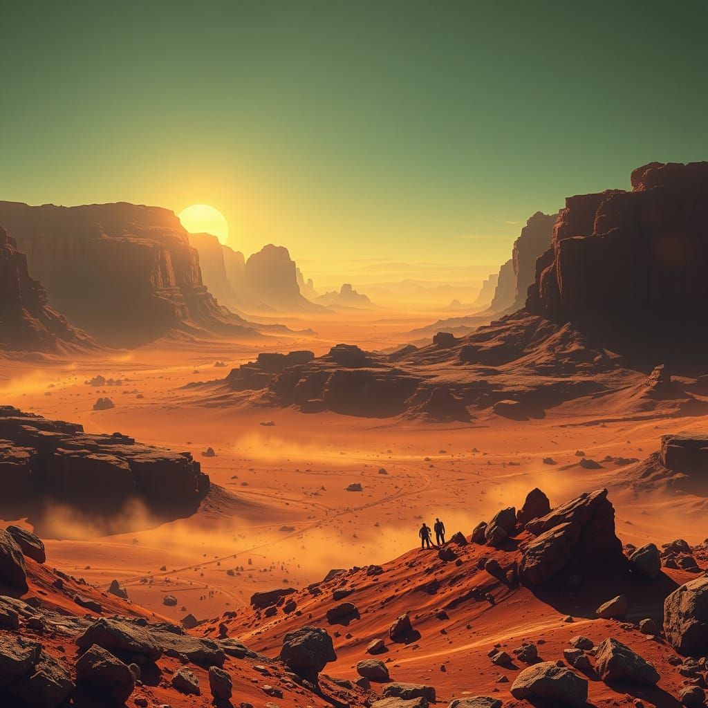 Surreal Red Planet Landscape in Epic Cinematic Style