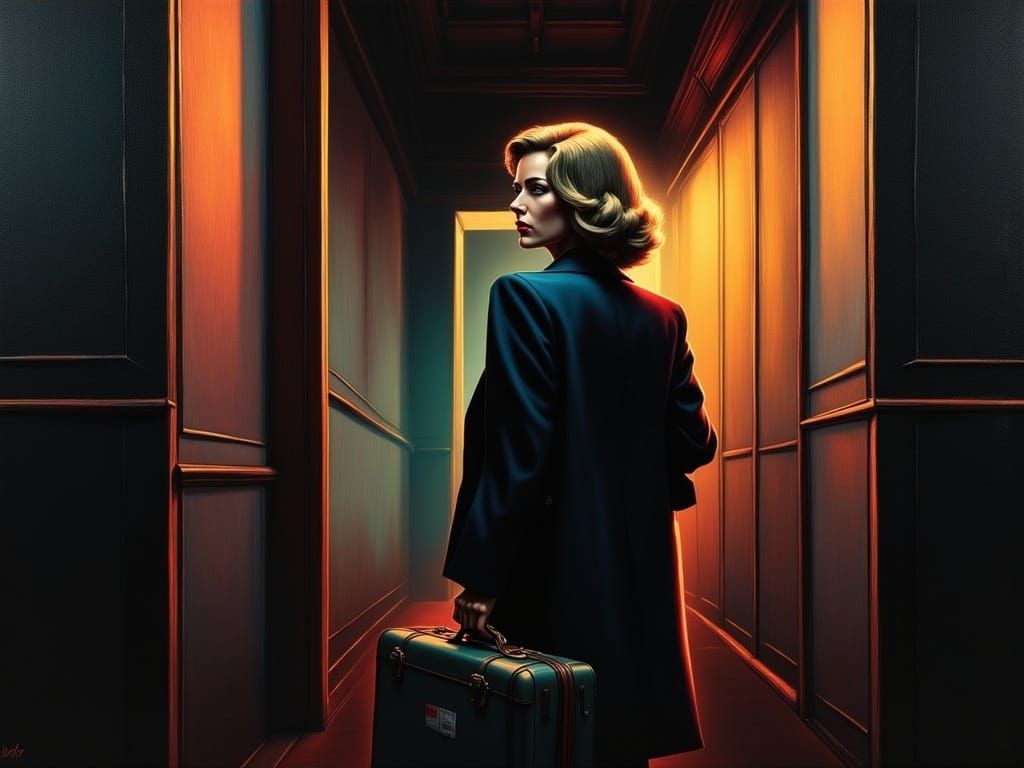 Gritty Film Noir Portrait of a Mysterious Traveler