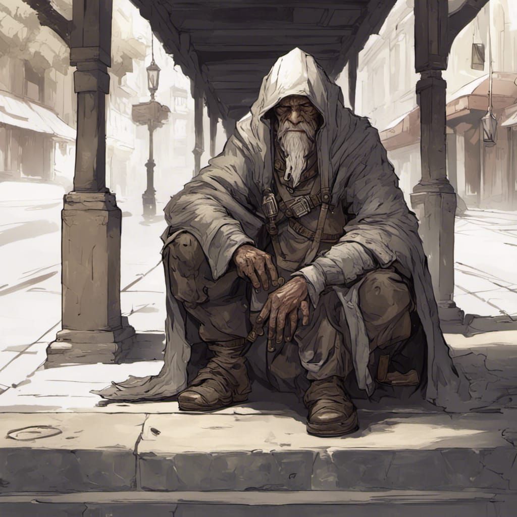 Warforged Beggar in Eberron: Dark Fantasy Concept Art