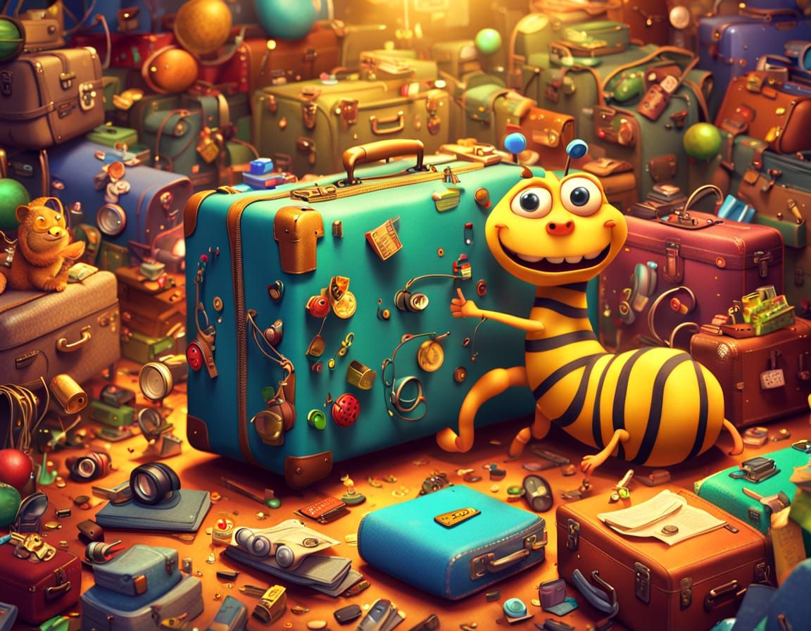 Caterpillar's Whimsical Adventure: Pixar-Style Illustration