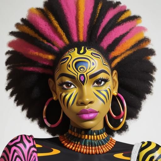 Vibrant African Woman in Afrofuturist Fauvist Style