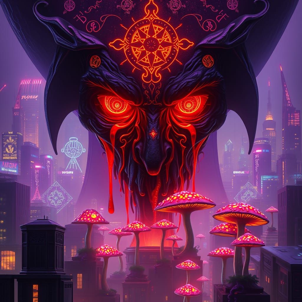 Gigantic Black Witch Face Radiates Eerie Aura