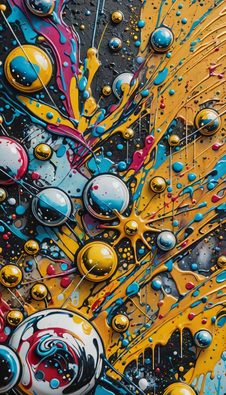 Surreal Graffiti Art in Abstract Melting Background