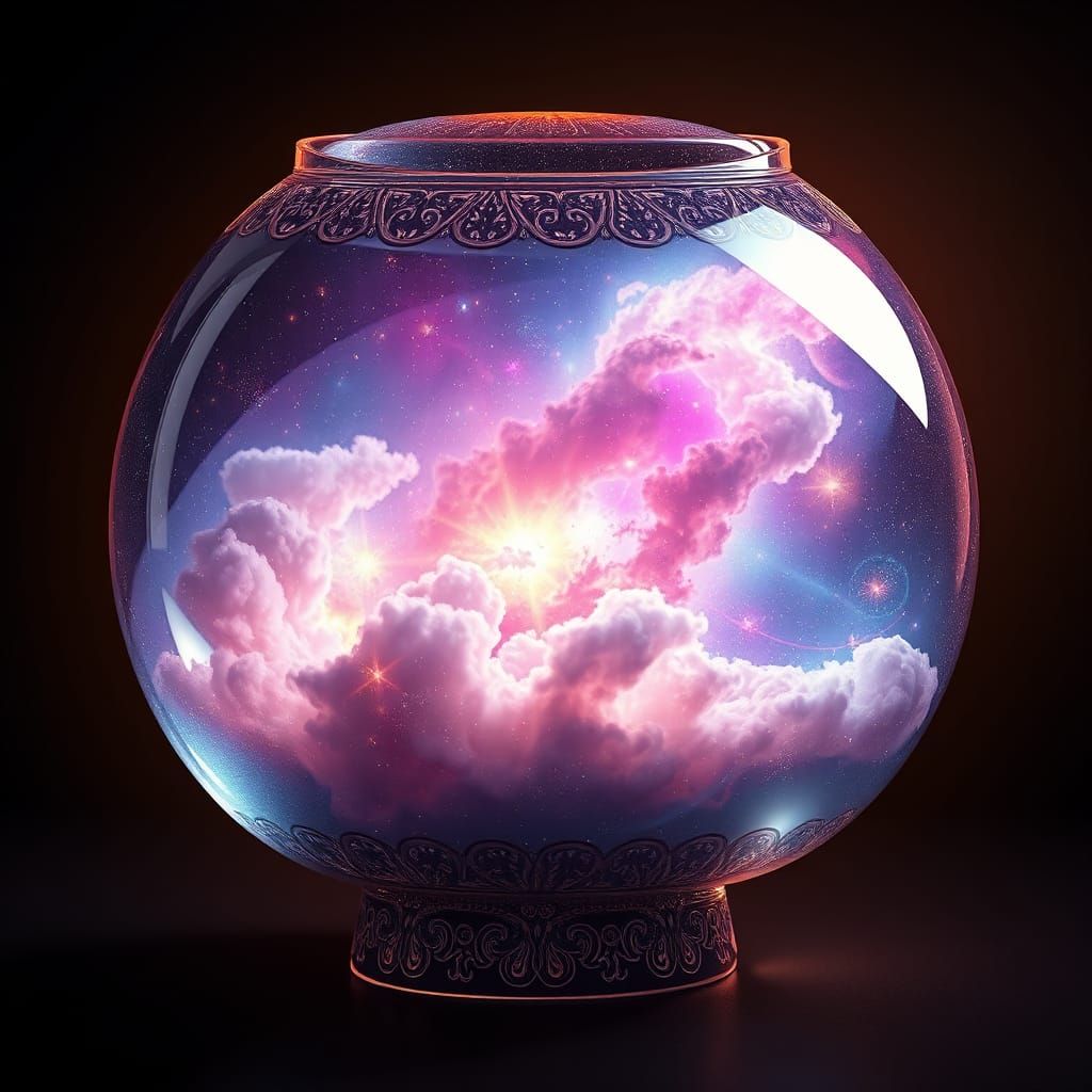 Galaxy in Glass Bowl: Surreal Dreamscape