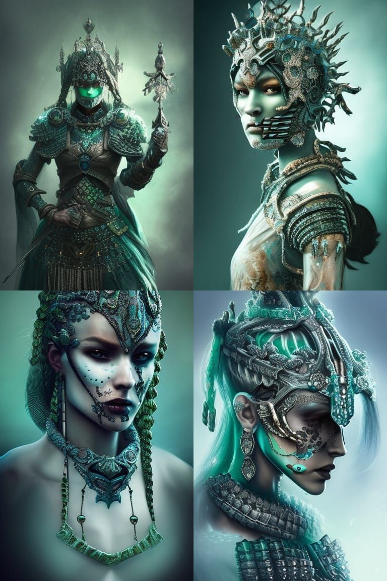 Skull Armour Queen Portrait in Dark Fantasy Style