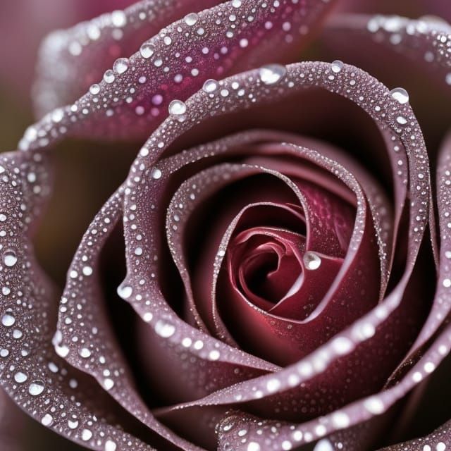 Detailed Red Rose with Dewdrops, Photorealistic Style